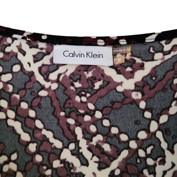 Calvin Klein Sleeveless Cowl Neck Top Black Purple Abstract Print Women PM - Picture 4 of 5